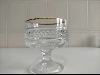 6 Copas Cristal Vintage Borde Dorado