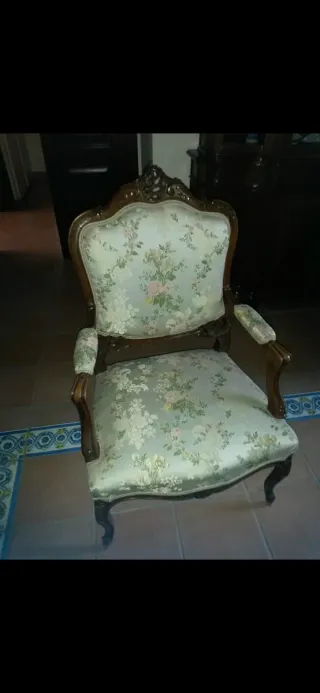 Coppia Poltrone Luigi XIV Seta Floreale