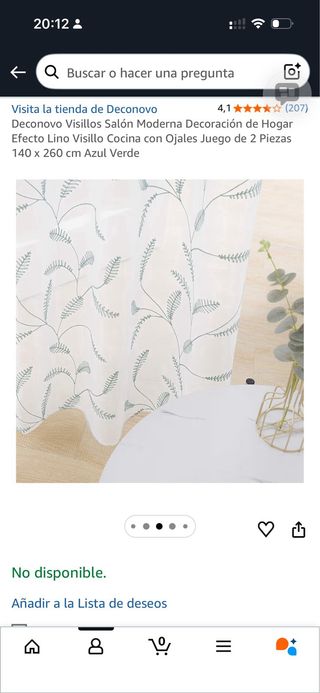 Cortina Visillo Deconovo Lino Azul Verde