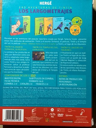 3 DVD Los Largometrajes de Tintin