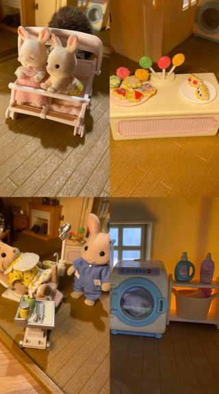 Casa de juguete con luces, coche y accesorios