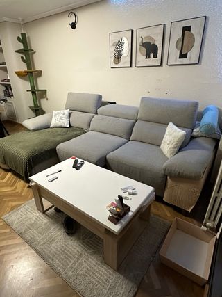 Sofá chaise longue eléctrico gris