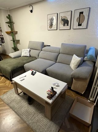 Sofá chaise longue eléctrico gris