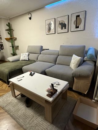 Sofá chaise longue eléctrico gris