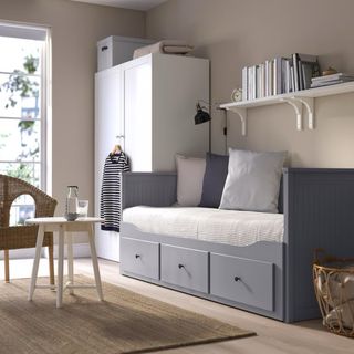 Diván IKEA HEMNES 80x200 Gris con 3 Cajones