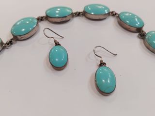 Conjunto Pulsera y Pendientes Turquesa