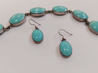 Conjunto Pulsera y Pendientes Turquesa