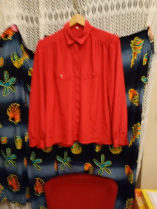 Blusa manga larga señora roja