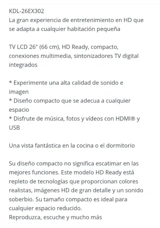 Televisor Sony 26 No Smart TV