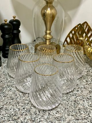 Set 6 Vasos con filo dorado