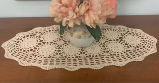 Crochet ovale cotone écru vintage