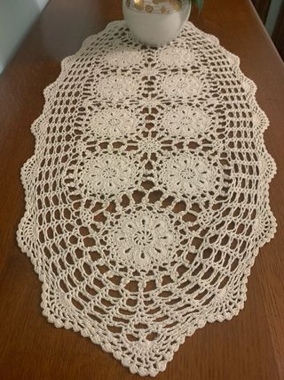 Crochet ovale cotone écru vintage