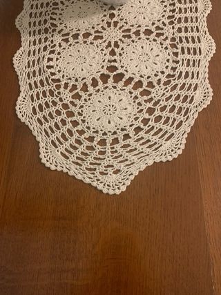Crochet ovale cotone écru vintage