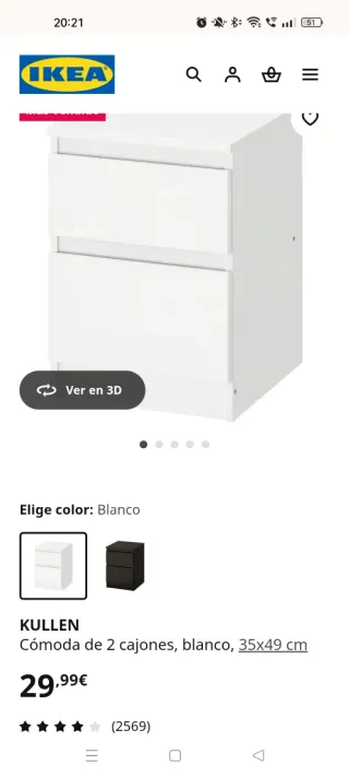 Comodino Kullen IKEA Bianca