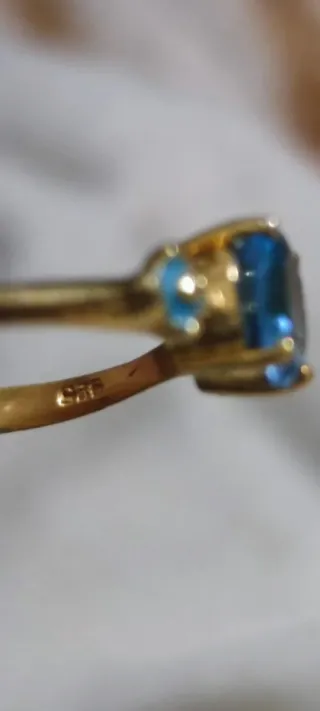Anillo Plata  Piedra Azul lleva punzon
