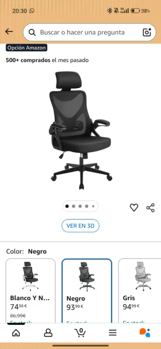 Silla de oficina ergonómica negra