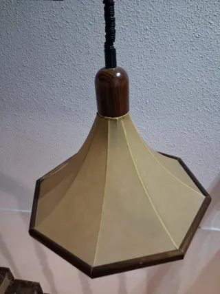 Lámpara techo extensible madera y tela