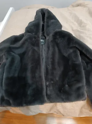 Abrigo Zara pelo suave gris para niña talla 11-12