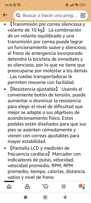 Bicicleta Spinning con Pantalla Digital poco uso