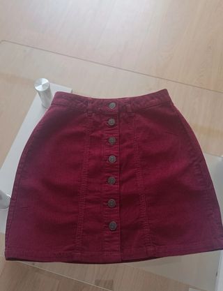 Falda de pana Stradivarius granate