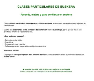 Euskara irakaslea =  Profesora de Euskera