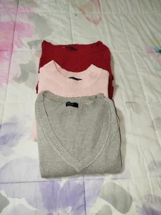 Conjunto 3 prendas punto: jersey y 2 vestidos