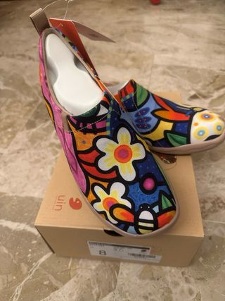 Scarpe donna fantasia colorata in lino 39