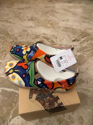 Scarpe donna fantasia colorata in lino 39