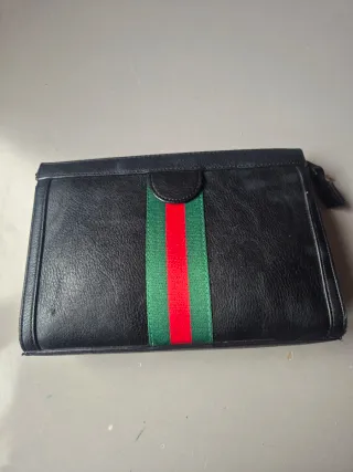 Borsa Gucci Nero con Striscia Verde e Rossa