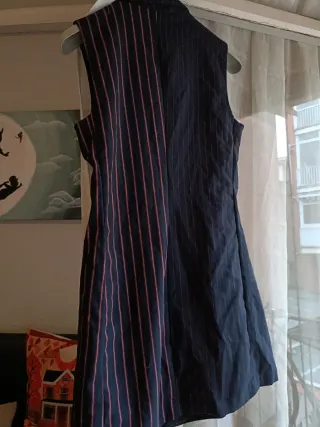 Chaleco Vestido Bershka Raya Azul/Roja Talla M