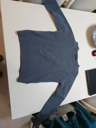 Jersey de lana azul gris encogido