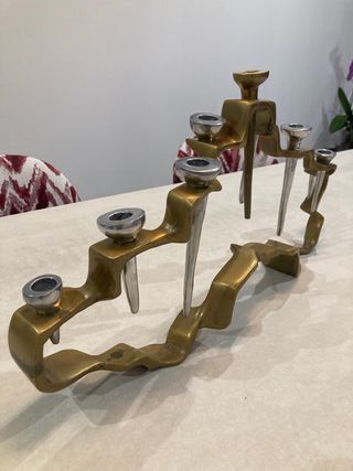 Candelabro David Marshall Metal Dorado y Plateado