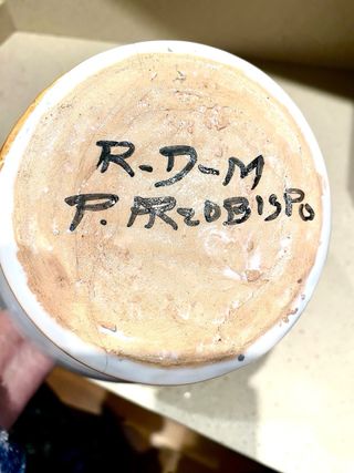 Botijo de cerámica esmaltado floral.