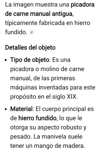 Antigua picadora de carne manual