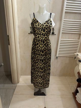 Abito lungo fantasia leopardata