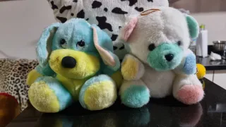2 Peluches Perro y Oso Colores