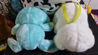 2 Peluches Perro y Oso Colores