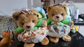 2 Peluches Perro y Oso Colores