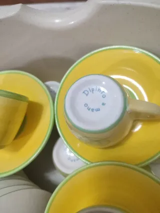 Juego 12 Tazas y Platos Café Cerámica