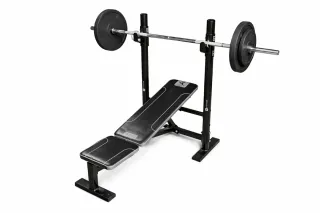 Banco Press de banca Domyos + Barra + 100kg Discos