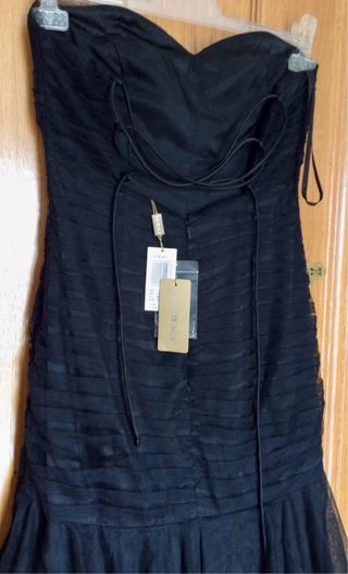 Vestido fiesta negro Bdba, talla S/a estrenar
