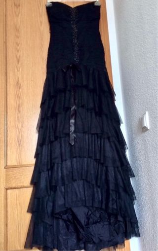 Vestido fiesta negro Bdba, talla S/a estrenar