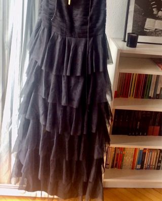 Vestido fiesta negro Bdba, talla S/a estrenar
