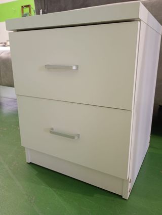 Mesita de noche blanca 2 cajones Blanco