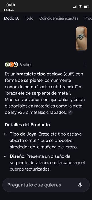 Brazalete Serpiente Plata de ley de 925,o chapado