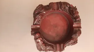 Cenicero Madera Tallada Oriental Vintage Dragón