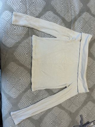 Top blanco manga larga Stradivarius