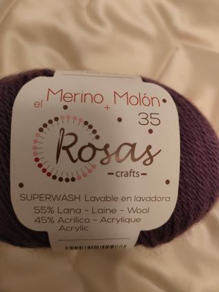 Lote 5 Madejas Lana Merino Molón Morado 55% LANA