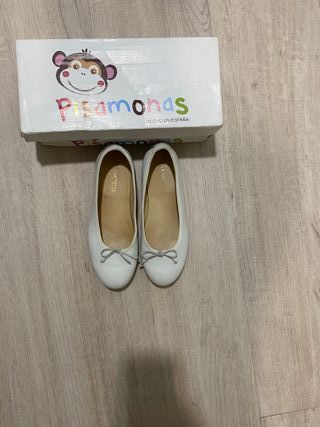 Bailarinas Niña Piel Blanco Talla 37 Pisamonas
