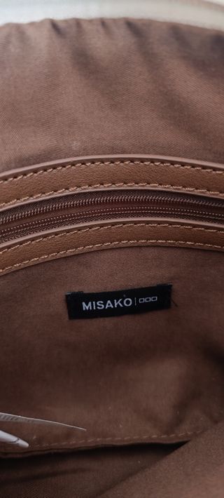 Bolso de mano beige y marrón con correa